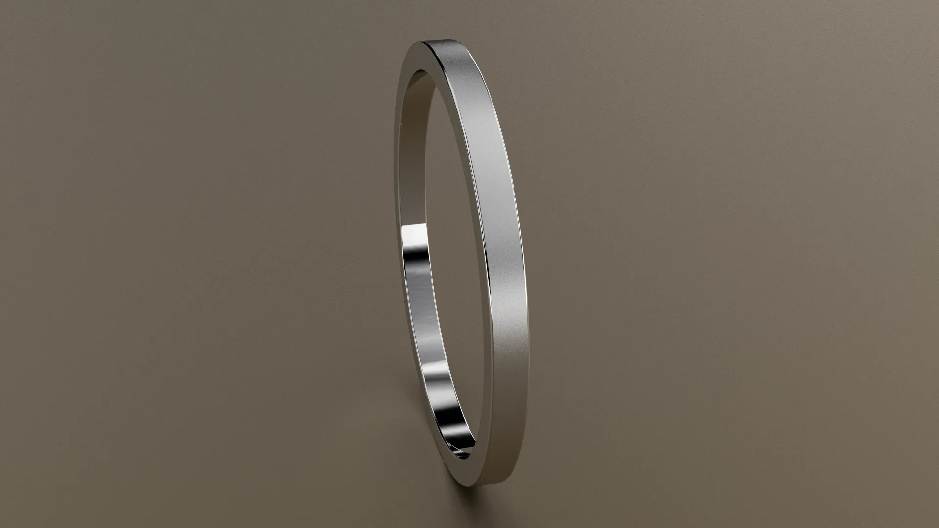 Brushed White Gold 1.5mm Flat Wedding Band