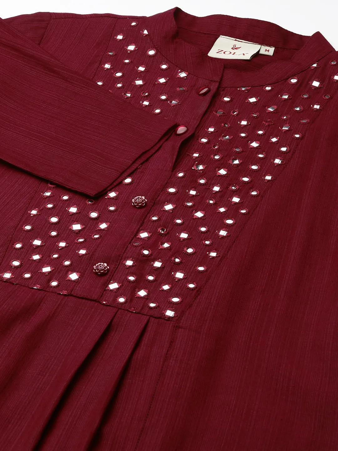 Buy Maroon Comfort Fit Rayon Kurta for women online India - Zola