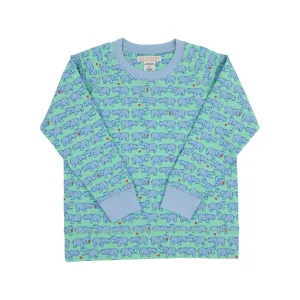 Cassidy Comfy Crewneck - Hugga Hippo with Beale Street Blue