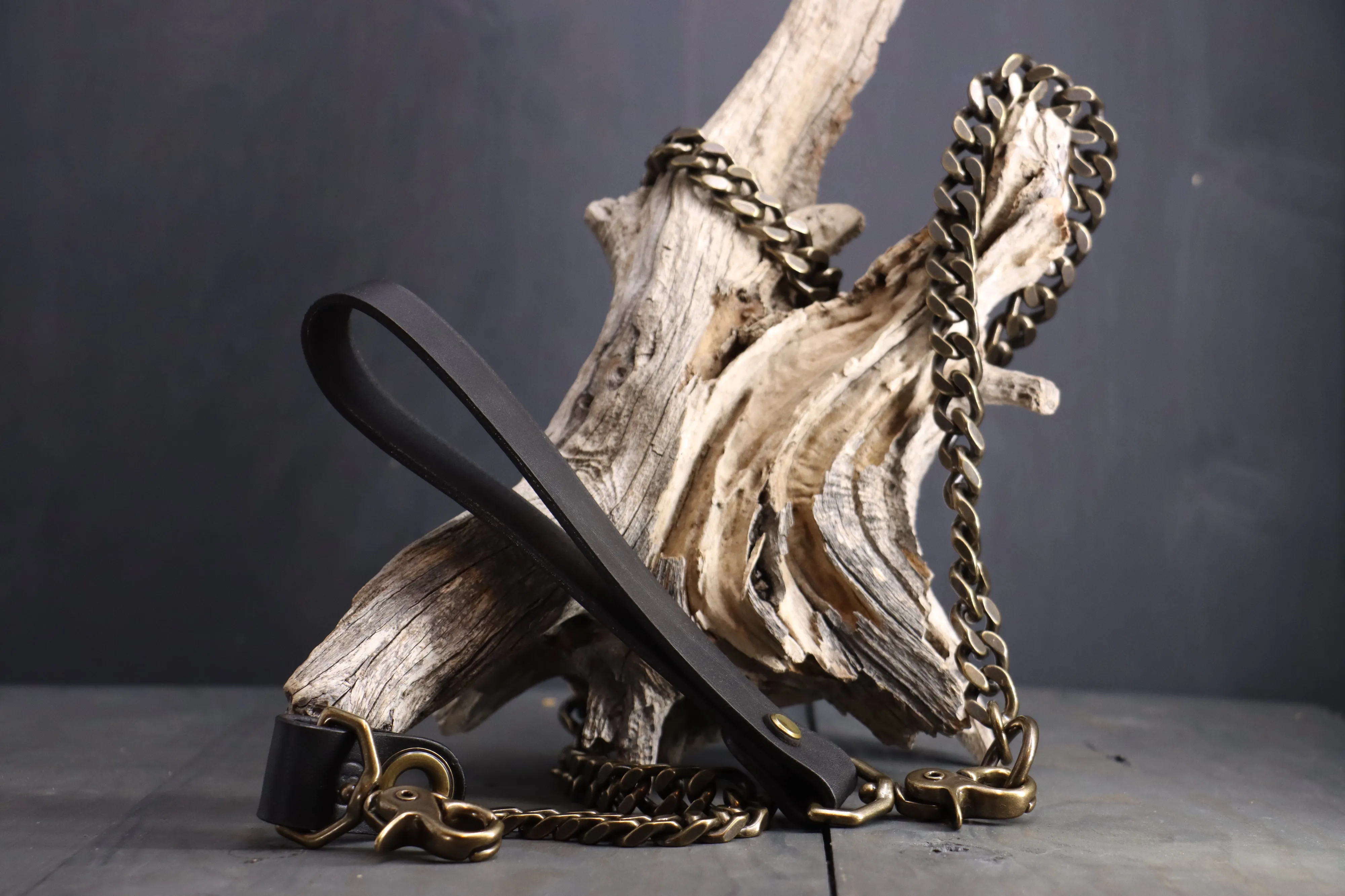 Chain Leash with Leather Handle