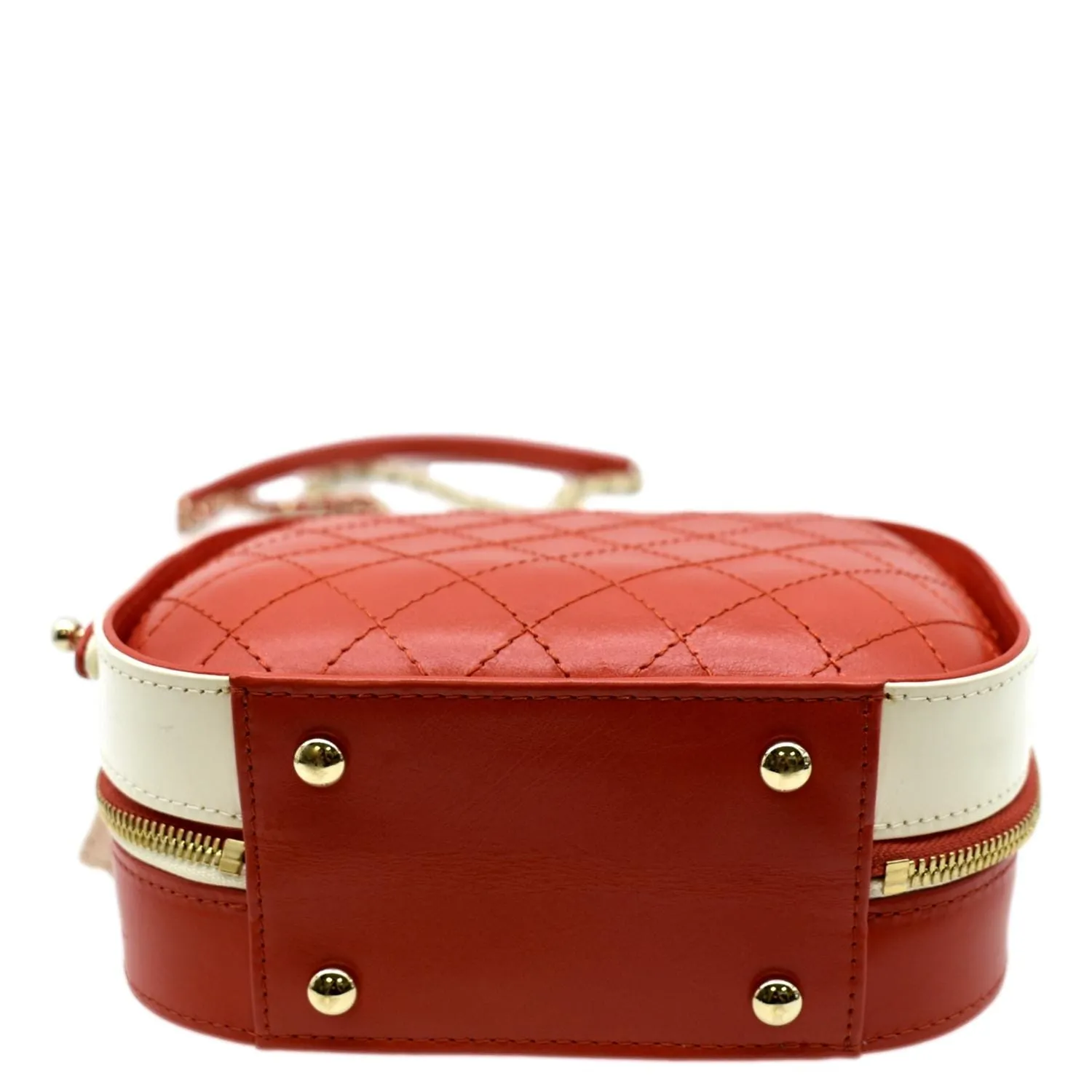 CHANEL Crumpled Calfskin Leather Vanity Case Crossbody Bag Red