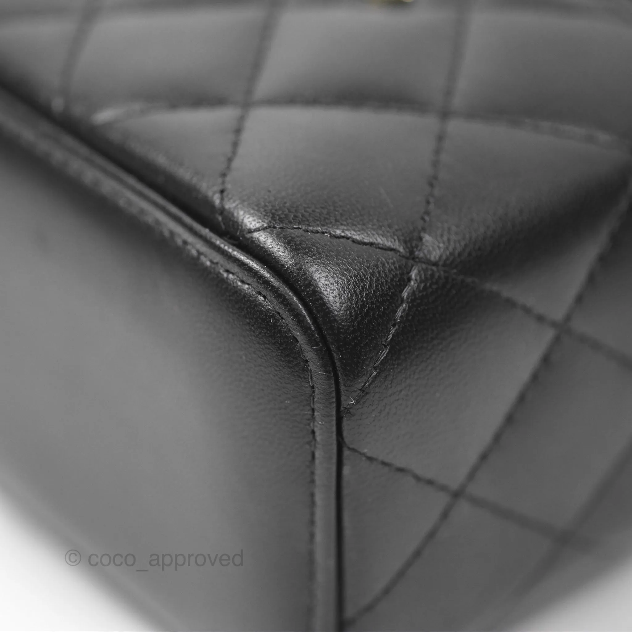 Chanel Mini Top Handle Vanity With Chain Black Lambskin Gold Hardware