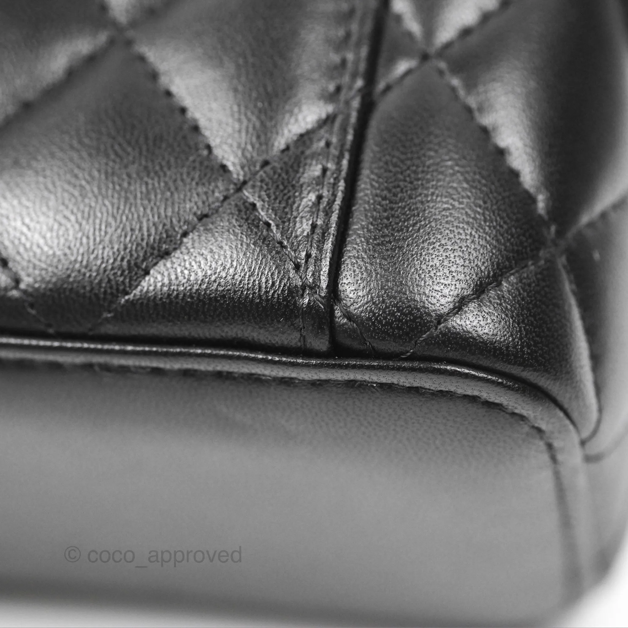 Chanel Mini Top Handle Vanity With Chain Black Lambskin Gold Hardware