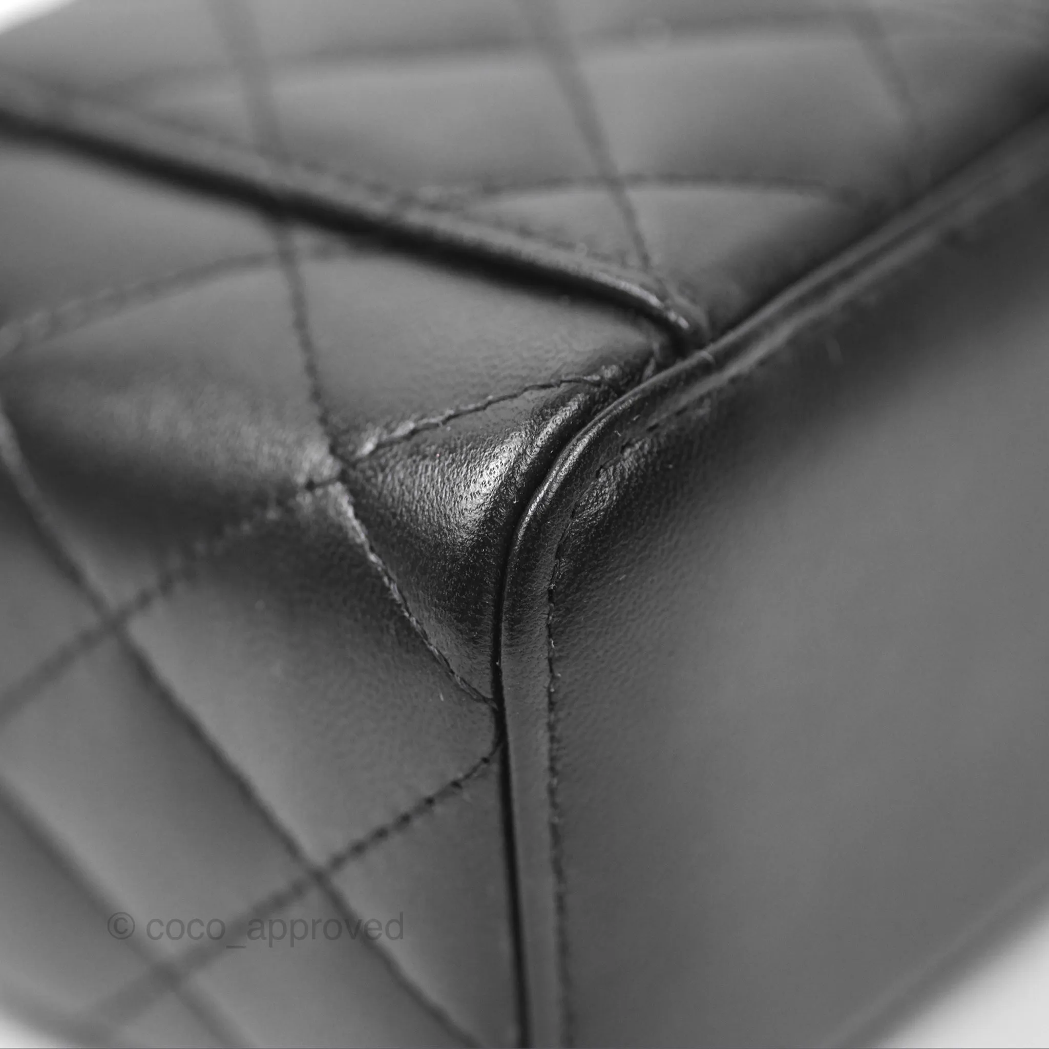 Chanel Mini Top Handle Vanity With Chain Black Lambskin Gold Hardware