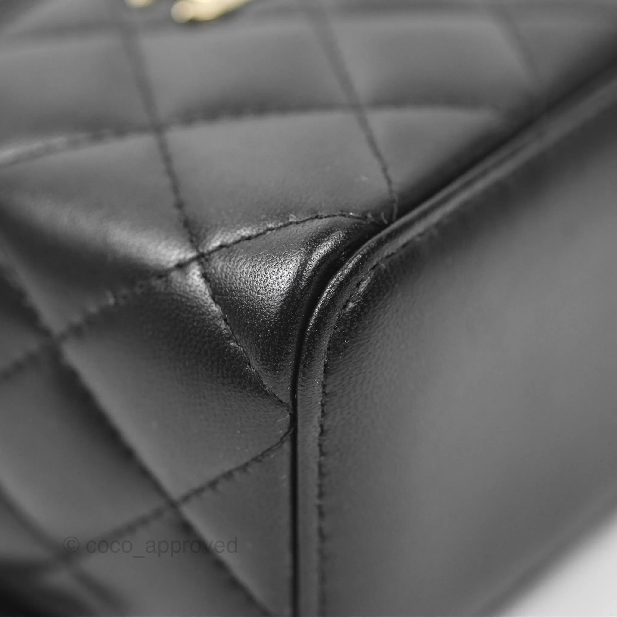 Chanel Mini Top Handle Vanity With Chain Black Lambskin Gold Hardware