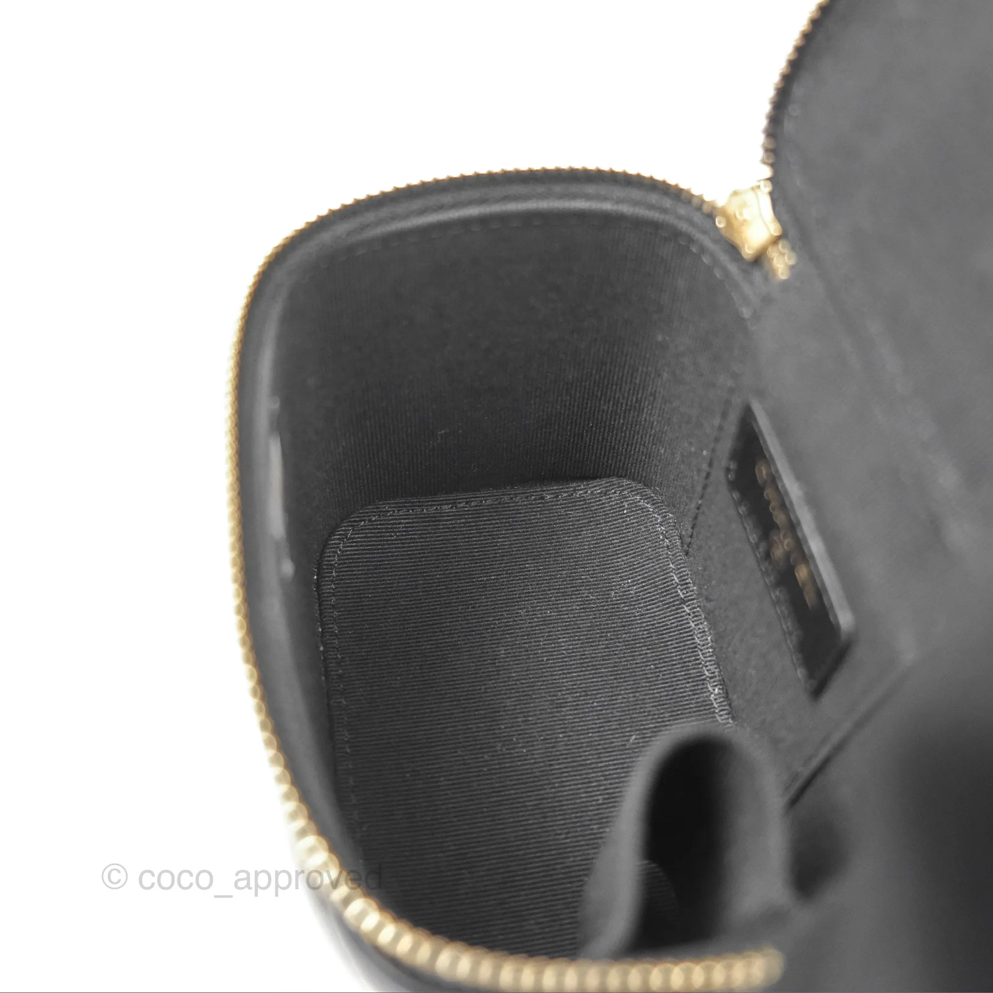 Chanel Mini Top Handle Vanity With Chain Black Lambskin Gold Hardware