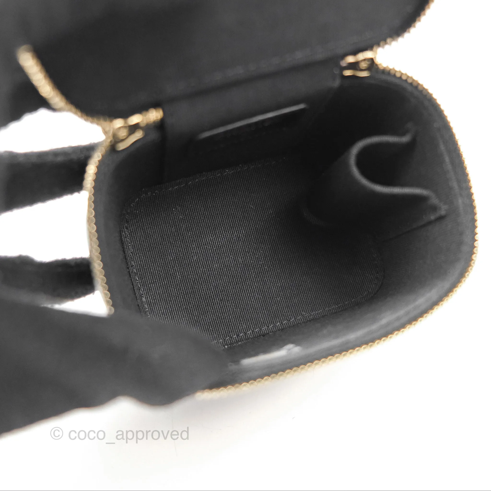 Chanel Mini Top Handle Vanity With Chain Black Lambskin Gold Hardware