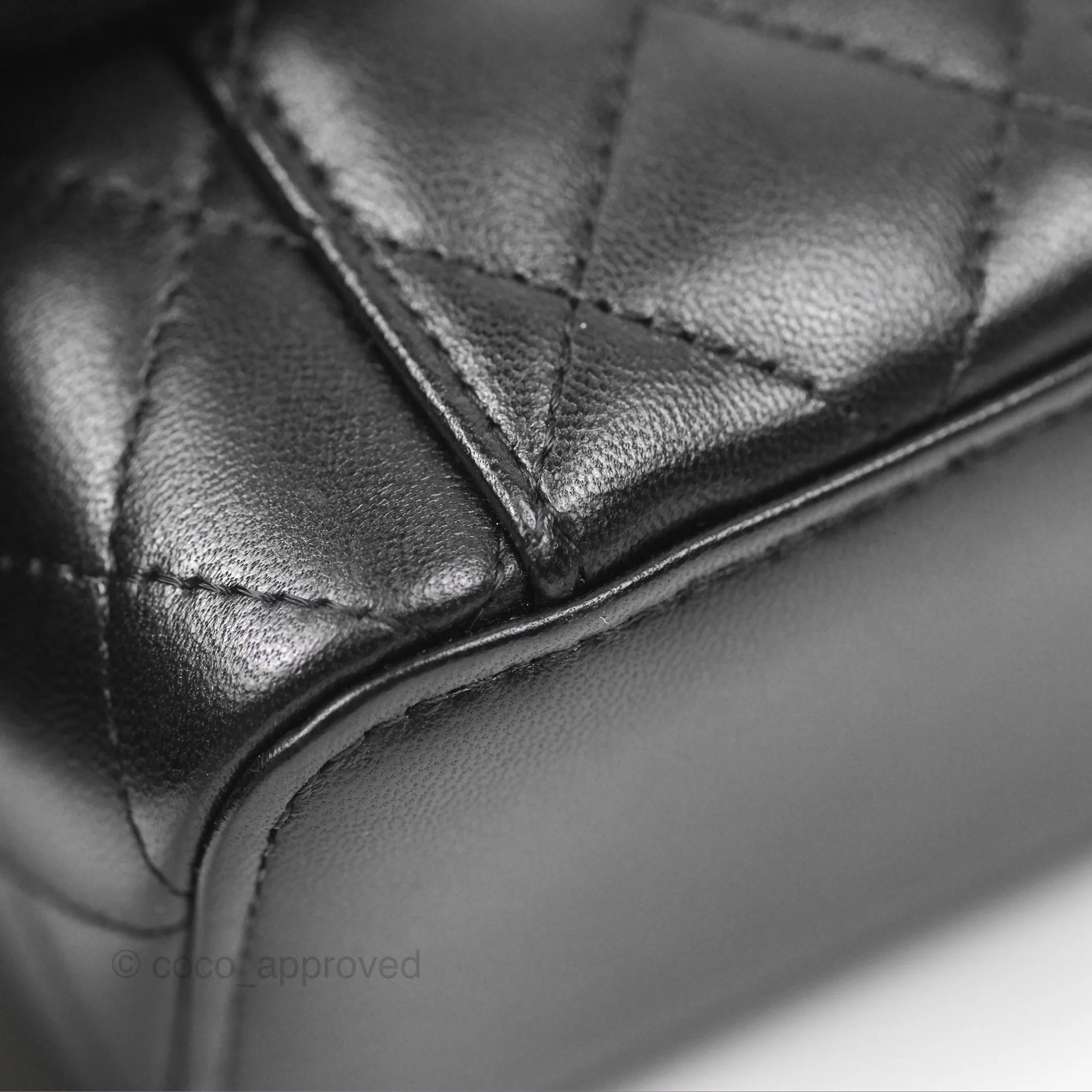 Chanel Mini Top Handle Vanity With Chain Black Lambskin Gold Hardware