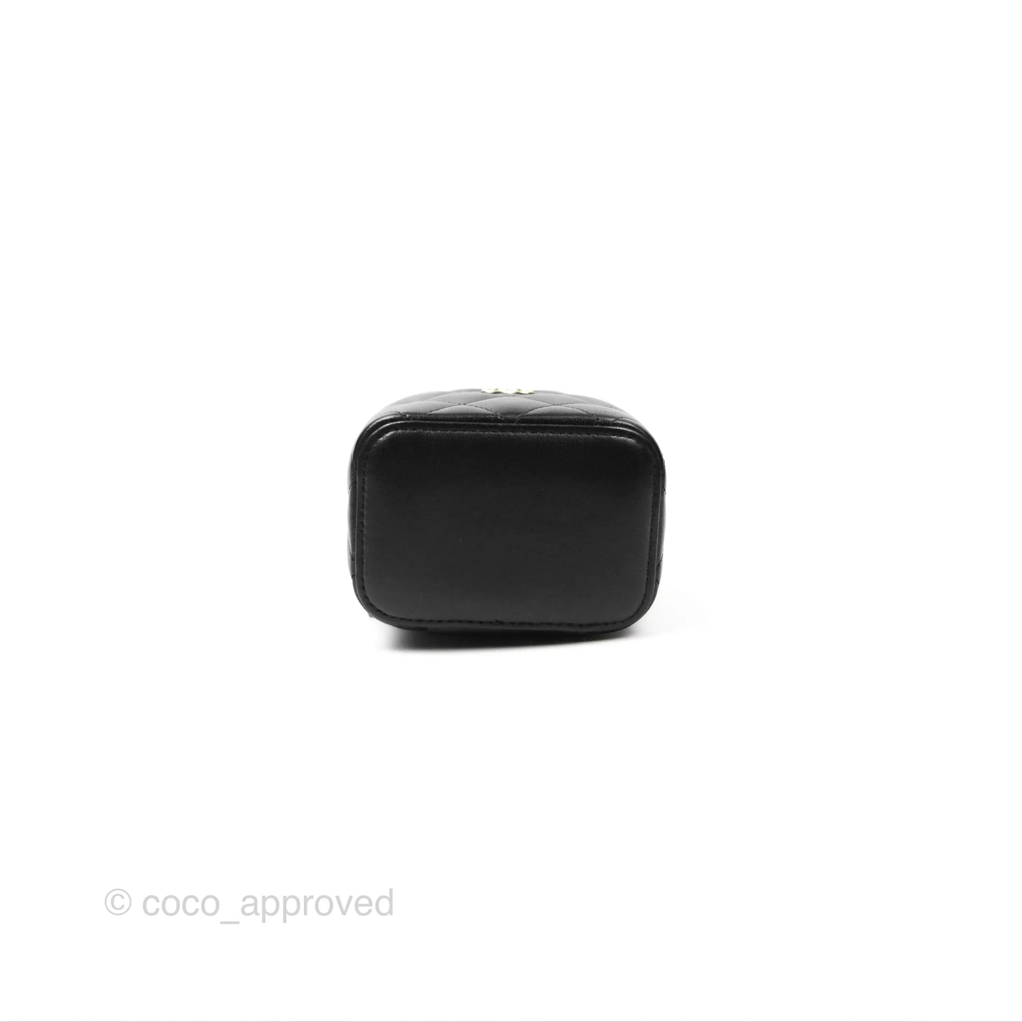 Chanel Mini Top Handle Vanity With Chain Black Lambskin Gold Hardware