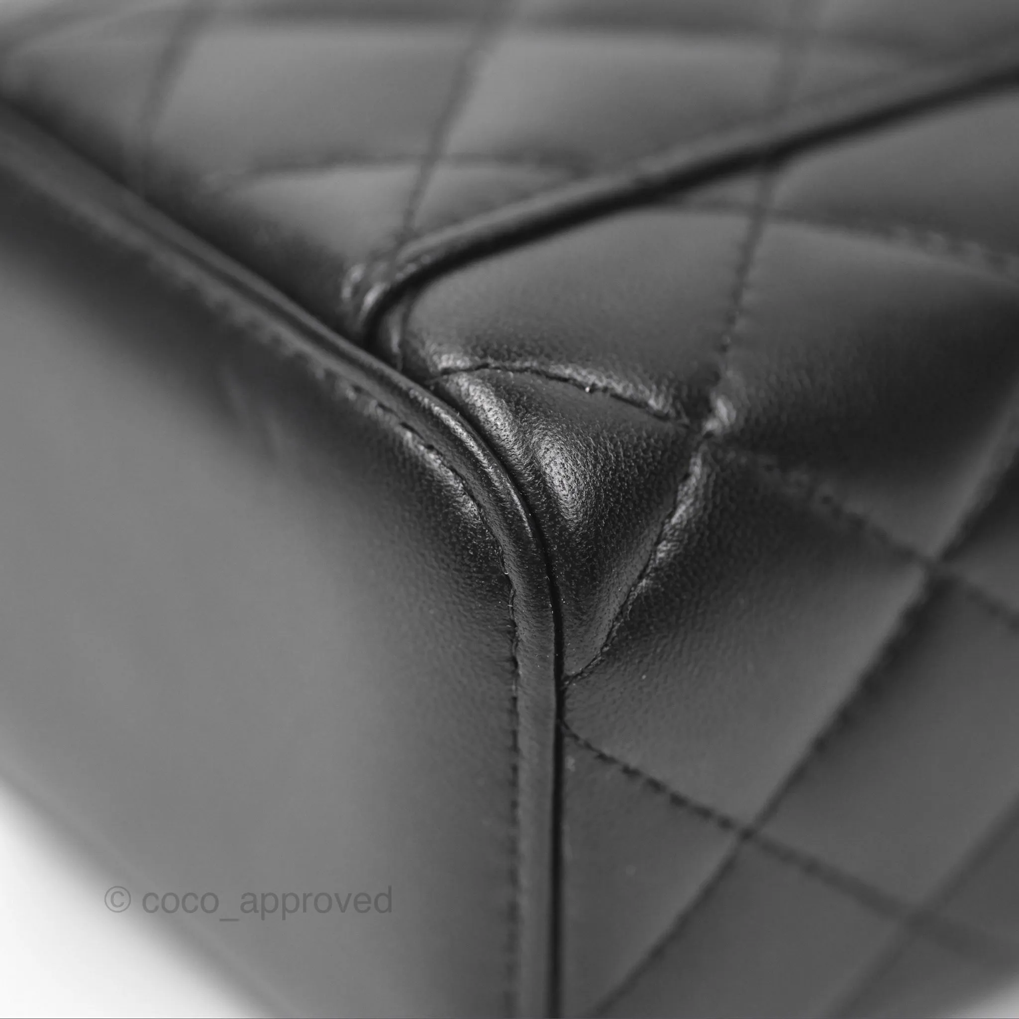 Chanel Mini Top Handle Vanity With Chain Black Lambskin Gold Hardware