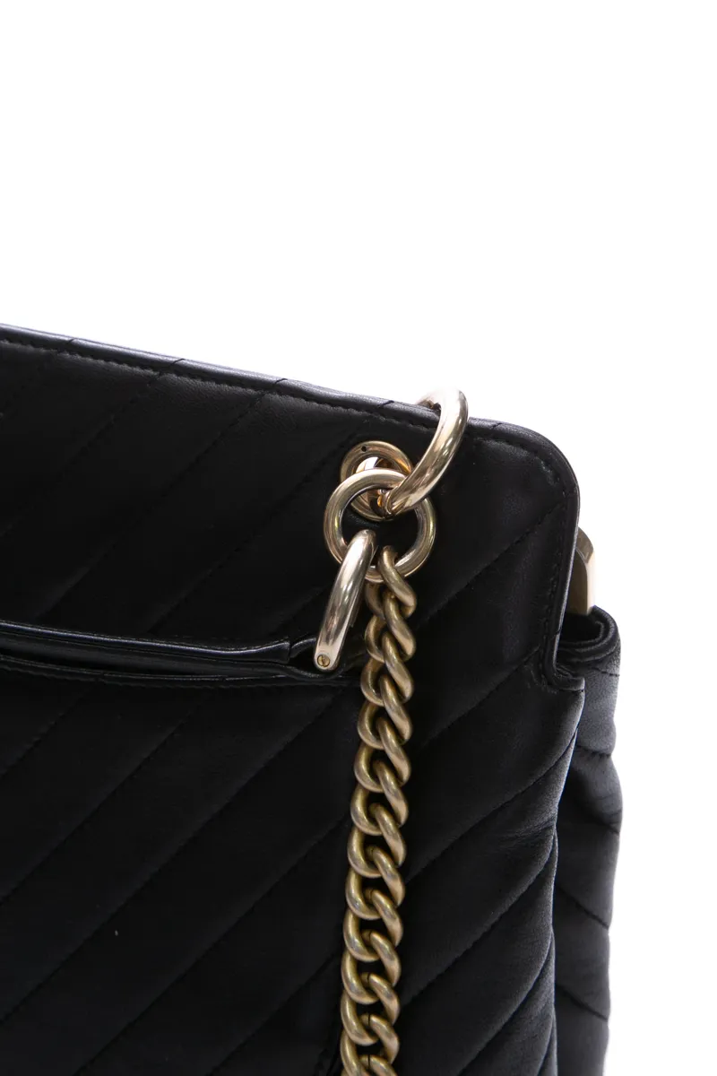 Chevron Chain Top Handle Bag