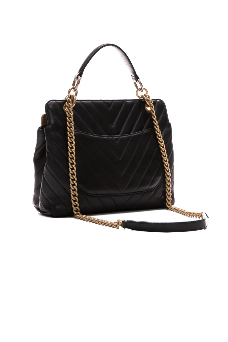 Chevron Chain Top Handle Bag