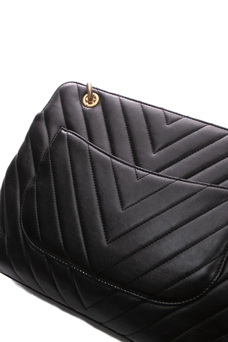 Chevron Chain Top Handle Bag