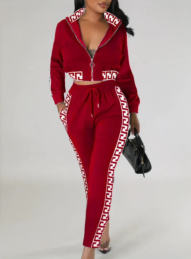 Chic Contrast Trim Zip-Up Tracksuit Set for Effortless Street Style