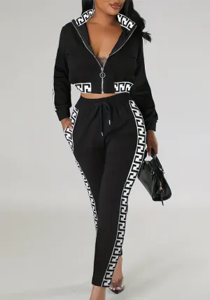 Chic Contrast Trim Zip-Up Tracksuit Set for Effortless Street Style