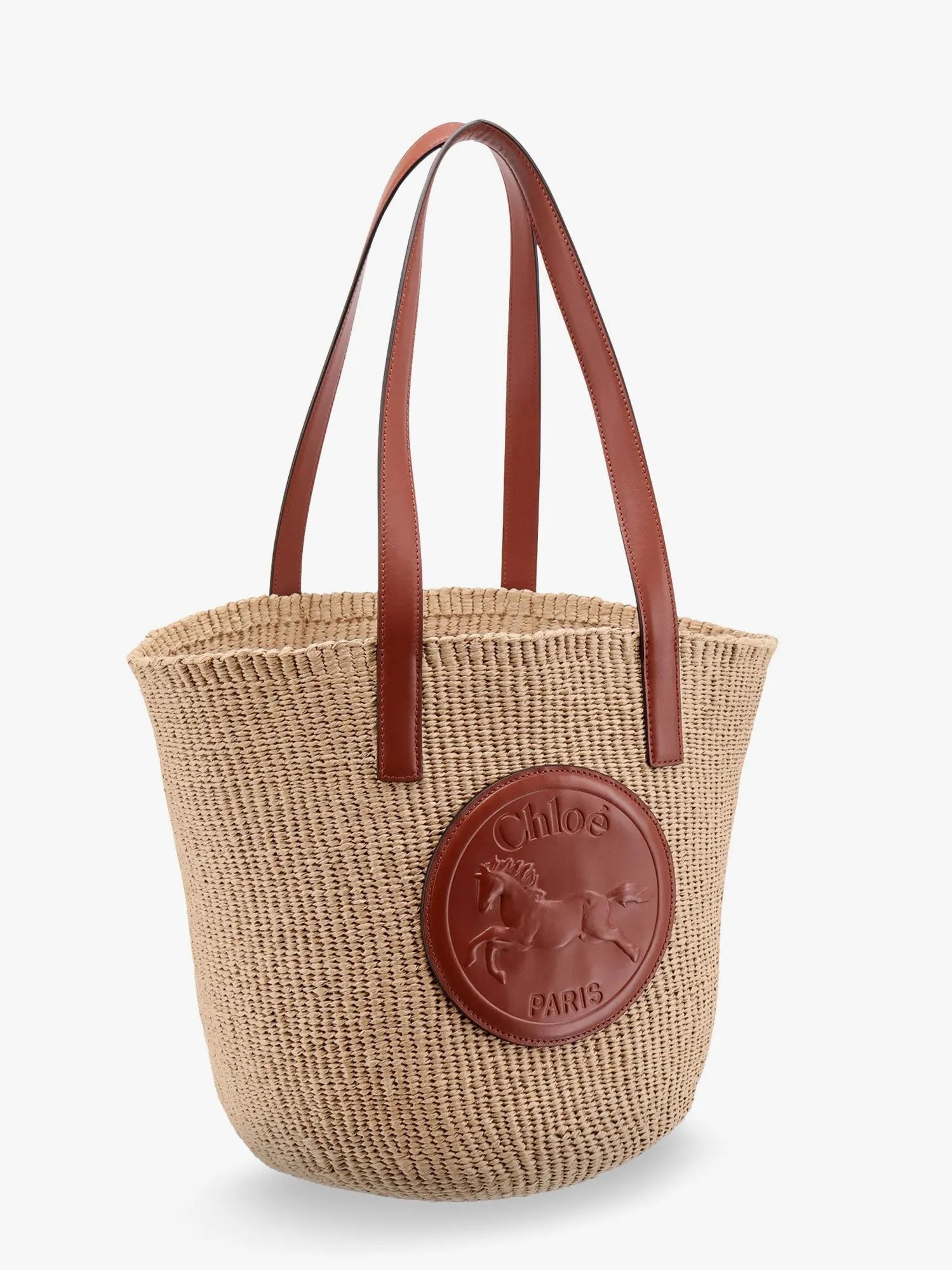 Chloe' Horse Medal Rafia Shoulder Bag