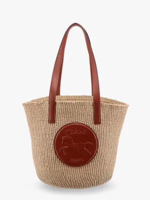 Chloe' Horse Medal Rafia Shoulder Bag