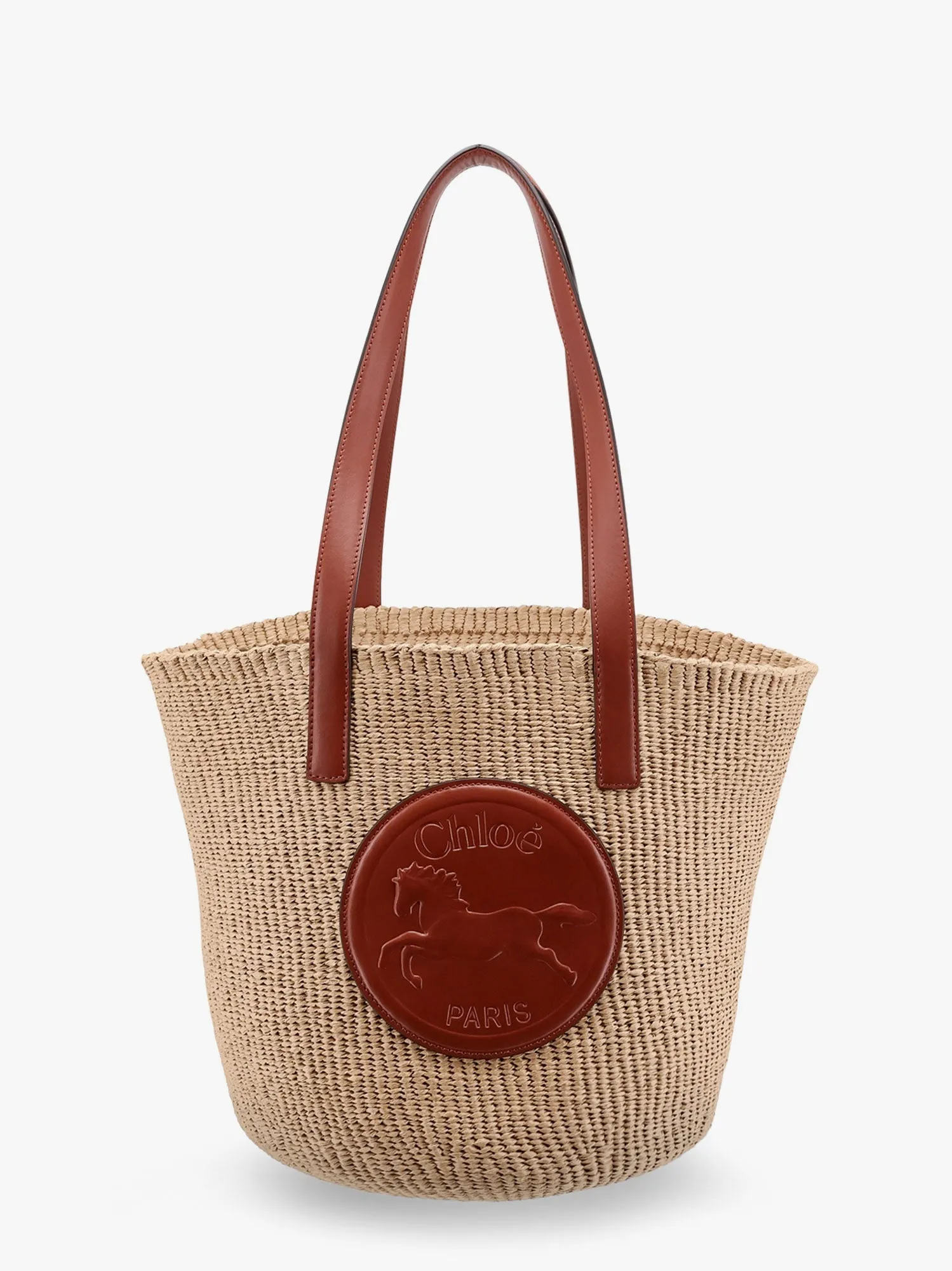 Chloe' Horse Medal Rafia Shoulder Bag
