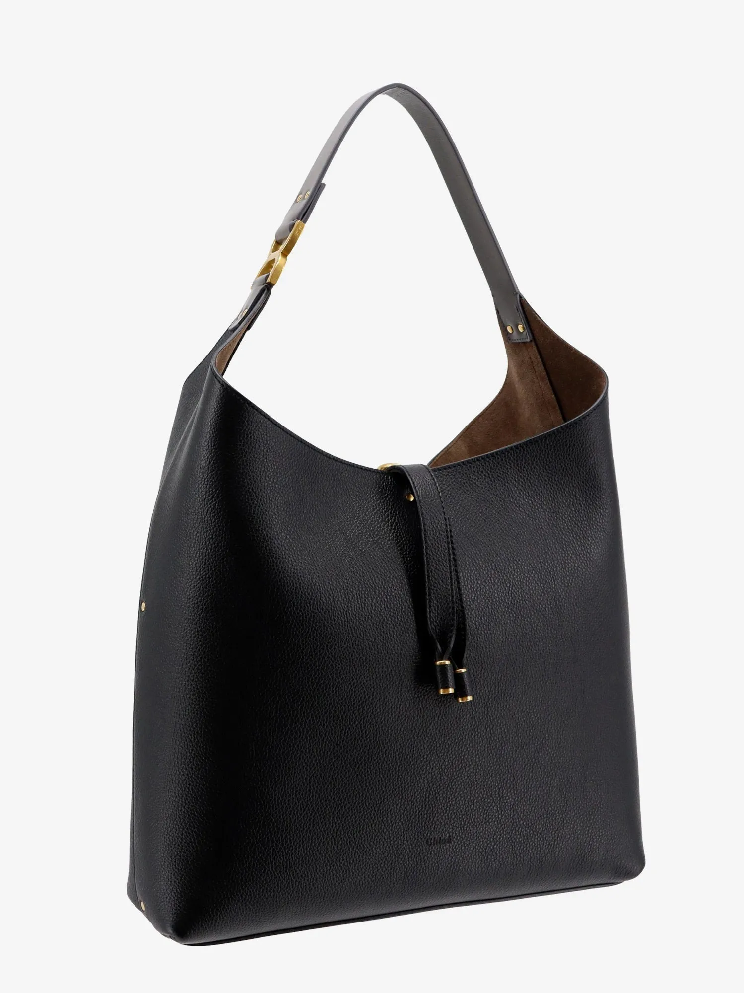 Chloe' Leather Shoulder Bag Wih Iconic Metal Detail