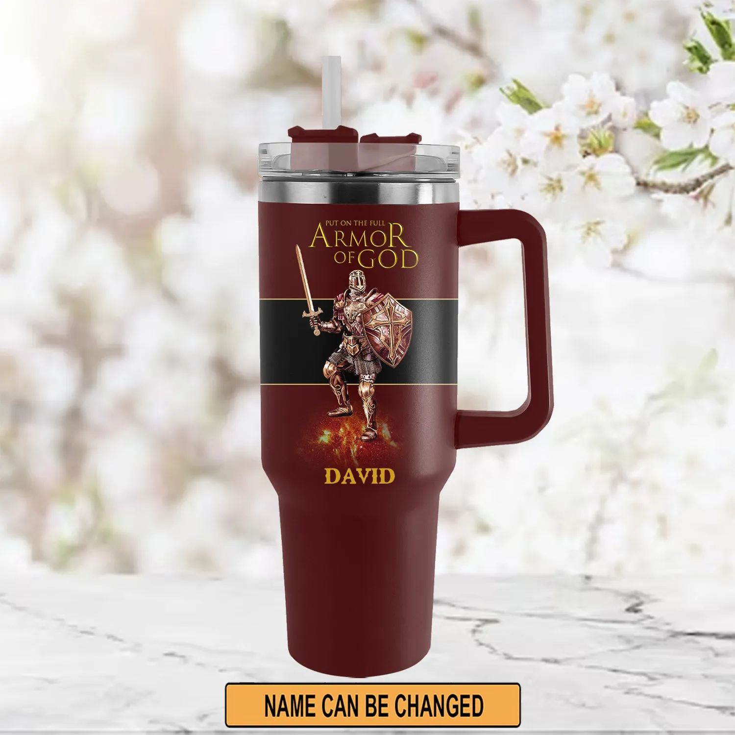 Christianartbag Drinkware, Put On The Full Armor Of God Personalized Tumbler With Handle, Personalized Tumbler With Handle, Tumbler With Handle, Christmas Gift, CAB02280823