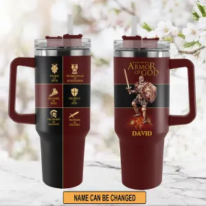 Christianartbag Drinkware, Put On The Full Armor Of God Personalized Tumbler With Handle, Personalized Tumbler With Handle, Tumbler With Handle, Christmas Gift, CAB02280823