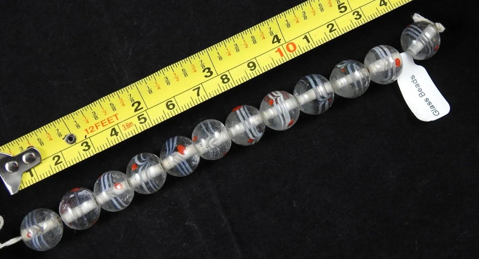 Clear & Red Handblown Glass CLOSEOUT Bead Strand