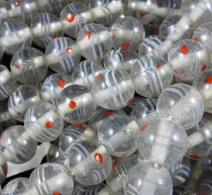 Clear & Red Handblown Glass CLOSEOUT Bead Strand