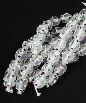 Clear Green & Black Bead Strand HANDBLOWN CLOSEOUT