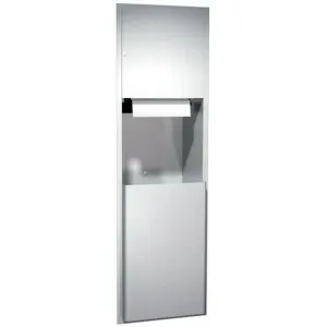 Combination Commercial Paper Towel Dispenser/Waste Receptacle, Semi-Recessed-Mounted, Stainless Steel ASI 04692A-6