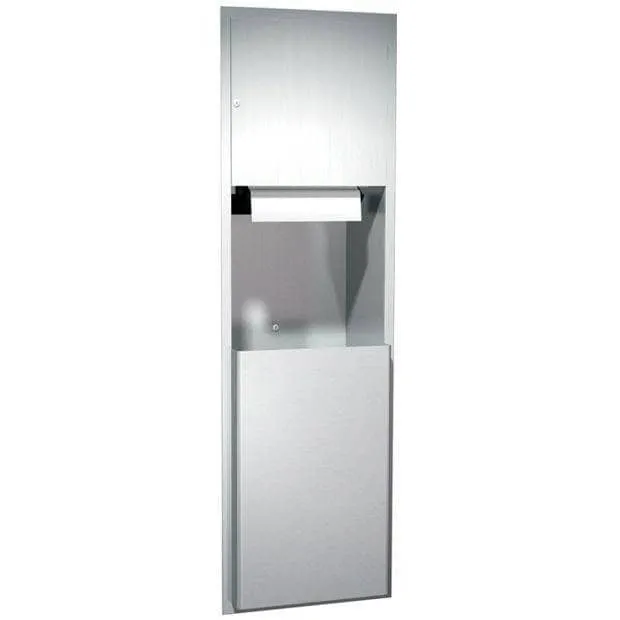 Combination Commercial Paper Towel Dispenser/Waste Receptacle, Semi-Recessed-Mounted, Stainless Steel ASI 04692A-6
