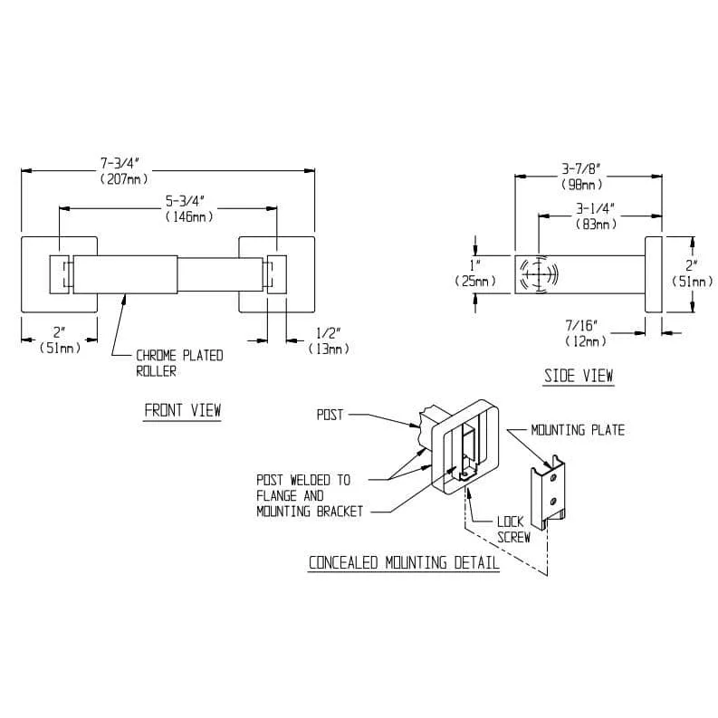 Commercial Toilet Paper Dispenser, Surface-Mounted, Stainless Steel w/ Satin Finish ASI 7305-S