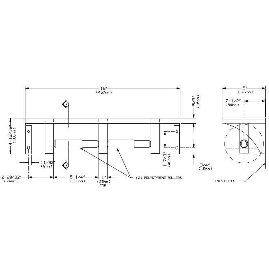 Commercial Toilet Paper Dispenser/Shelf, 5" W x 18 L, Wall-Mounted, Stainless Steel w/ Satin Finish" ASI 0697-GAL