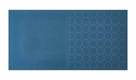 Cosmo Sashiko Cotton & Linen Precut Fabric - Circle - Blue -- Lecien