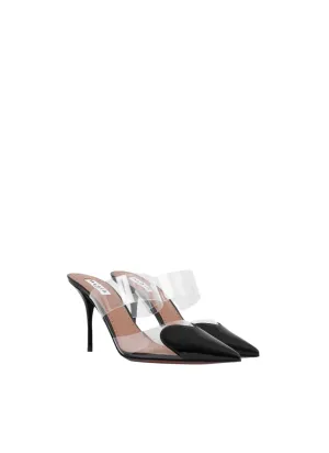 Cœur Patent Leather and PVC Black Heart-Toe Mules