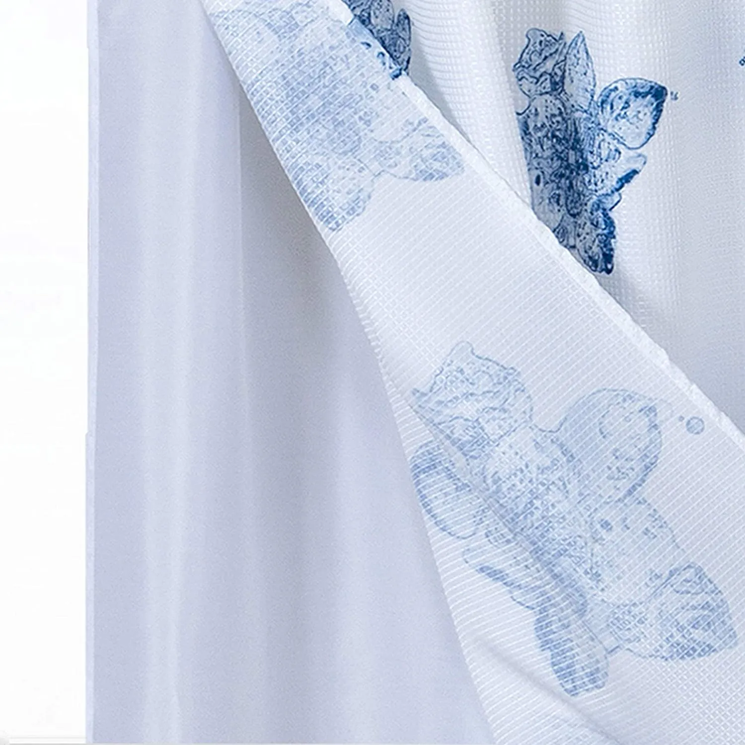 Dainty Home Smart Design Complete 2 in 1 Waffle Weave Hotel Spa Style Fabric Shower Curtain Snap On/Off Waterproof Detachable Liner Set