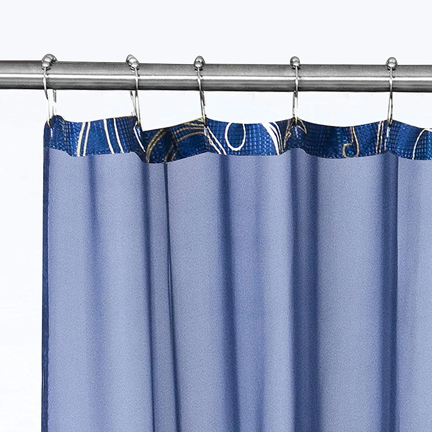Dainty Home Smart Design Complete 2 in 1 Waffle Weave Hotel Spa Style Fabric Shower Curtain Snap On/Off Waterproof Detachable Liner Set