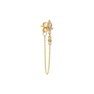 Diamond Bohemian Front Back Chain Stud Earring 14K