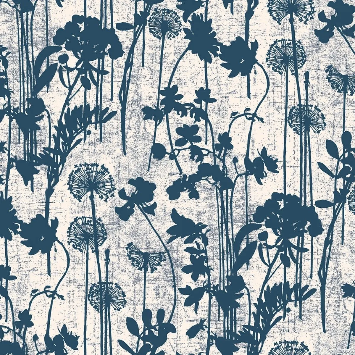 Distressed Floral Ivory Navy DI531 Self-Adhesive Wallpaper