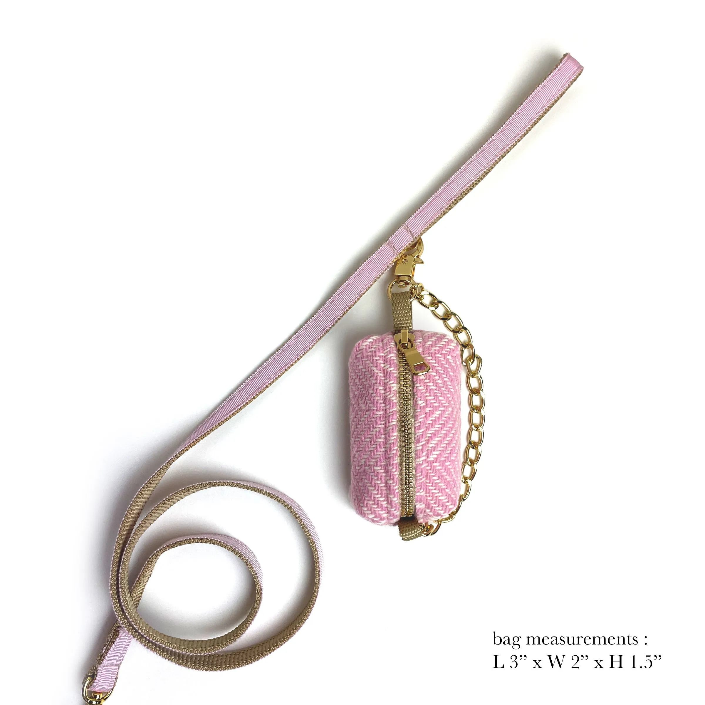 Dog poop bag dispenser ~ 100% Wool in Pink Chevron
