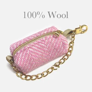 Dog poop bag dispenser ~ 100% Wool in Pink Chevron
