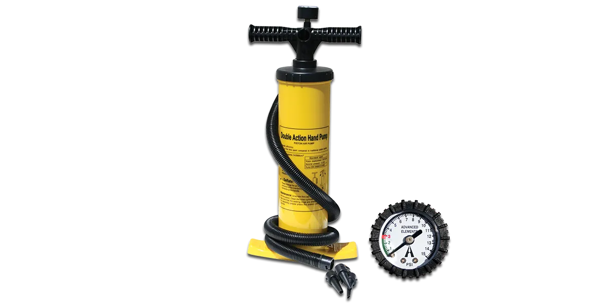 DOUBLE-ACTION HAND PUMP WITH PRESSURE GAUGE