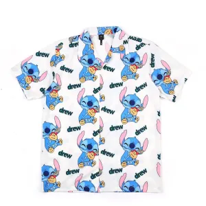 Drew Animated Loved Up Designed Aloha Shirt - White