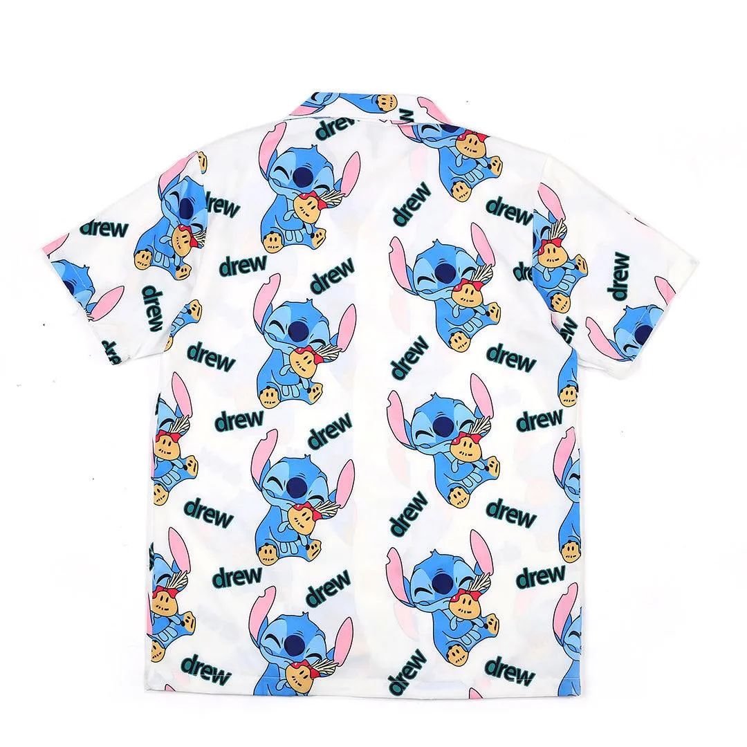 Drew Animated Loved Up Designed Aloha Shirt - White