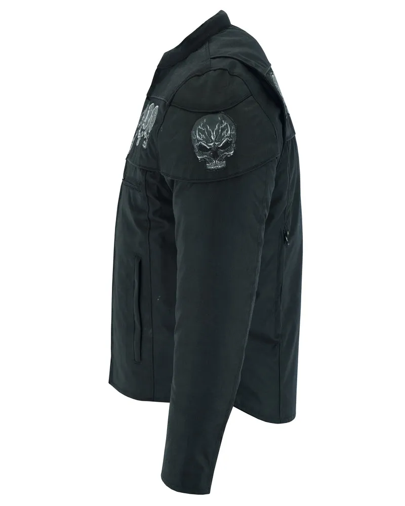 DS Men's Textile Scooter Style Jacket w/ Reflective Skulls