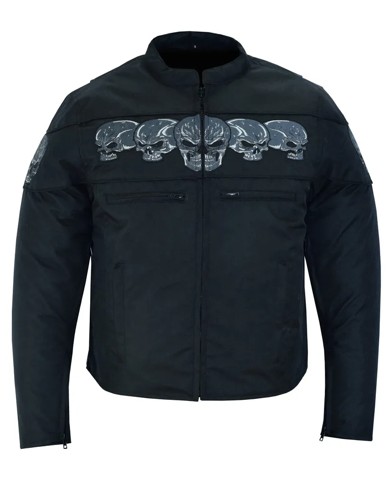 DS Men's Textile Scooter Style Jacket w/ Reflective Skulls