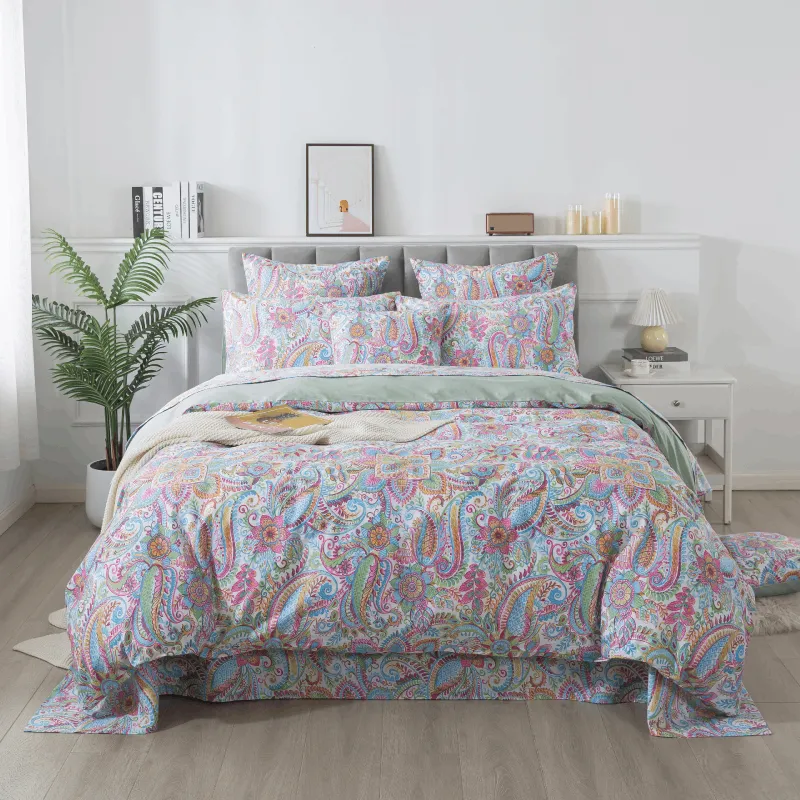 Duvet Cover Set-Pink Boho Paisley