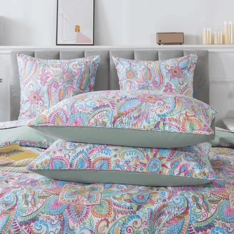 Duvet Cover Set-Pink Boho Paisley