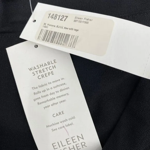 Eileen Fisher Skirt Plus Sz 3X Black Fold Over Short Washable Stretch