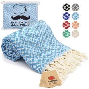 Ethnic Turkish Beach Towel 35 x 74" (100x 190 cm) - Turquoise