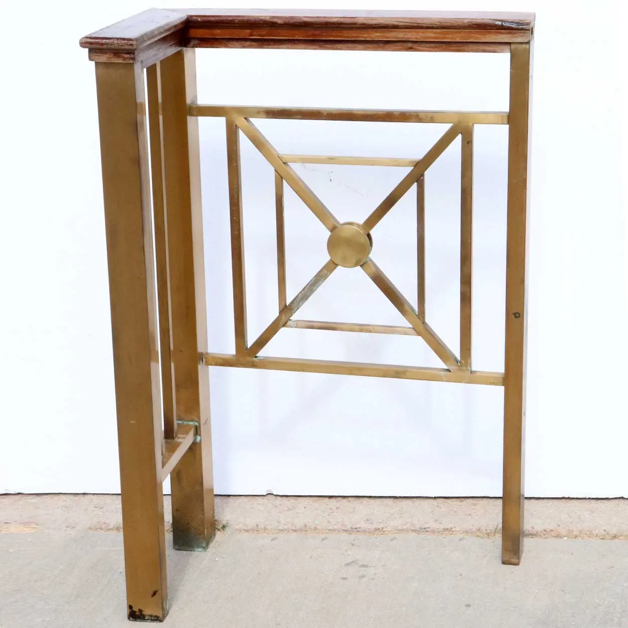 Five-Part American Solid Bronze and Mahogany Architectural Railing